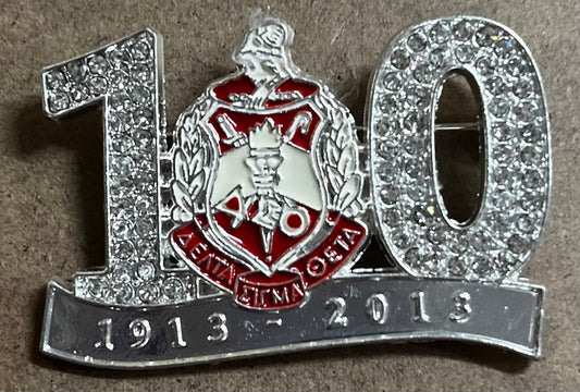COMMEMORATIVE SHIELD-SILVER WITH SHIELD/WHITE STONES-SILVER METAL-100 YEARS LAPEL PIN-1 1/4 INCHES-1913-2013-COMMEMORATIVE KEEPSAKE EDITION-REMEMBER THE TIMES-NSG318S