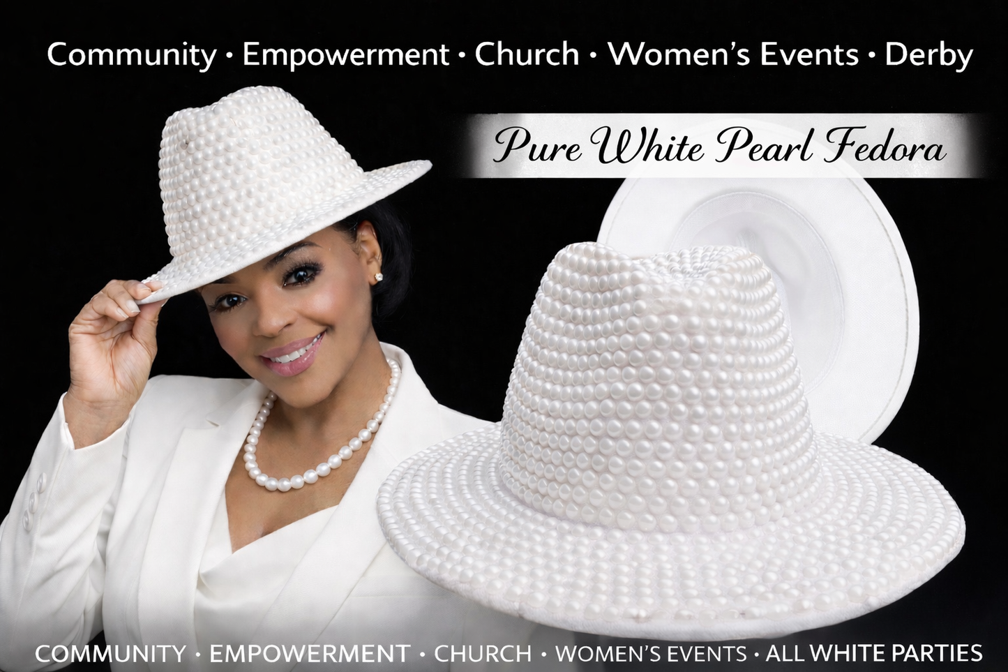 DST- PURE WHITE STATEMENT FEDORA-WHITE INSIDE-(SIZE-22.05-22.83 INCHES)-DST FEDORA COLLECTION-START SHIPPING DATE-5/30/2026