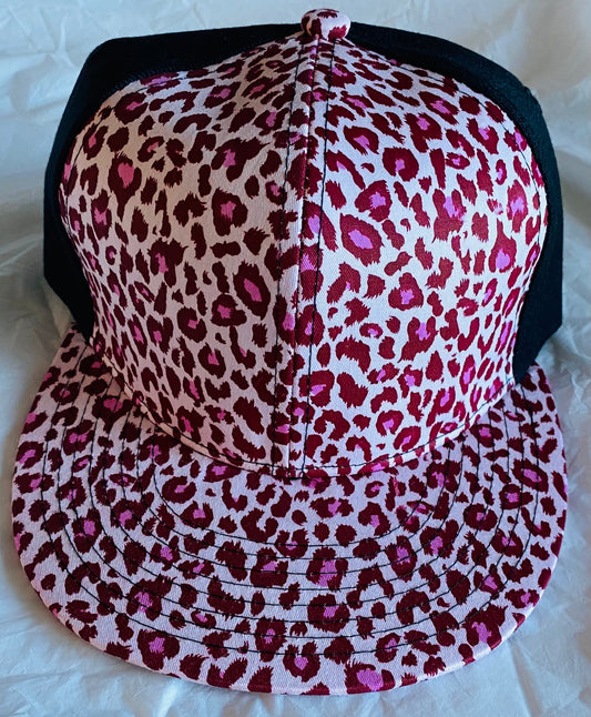 BREAST CANCER AWARENESS LEOPARD FRONT/BACK BLACK WITH VELCRO BACK CAP