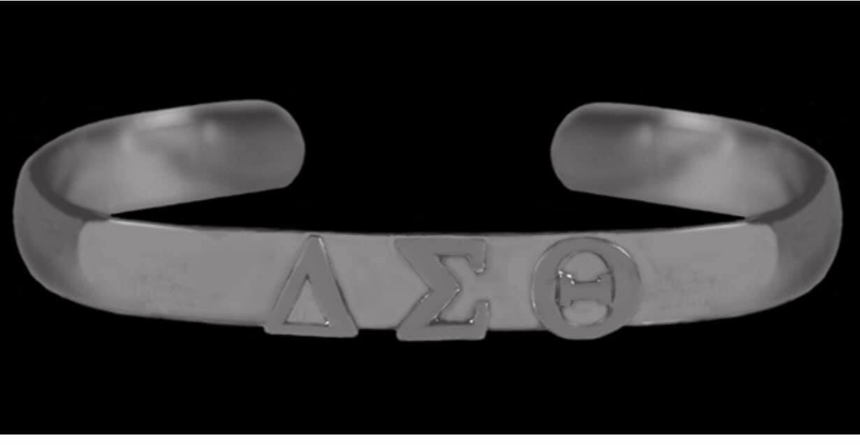 DST-SILVER GREEK LETTER BANGLE BRACELET-NSG011