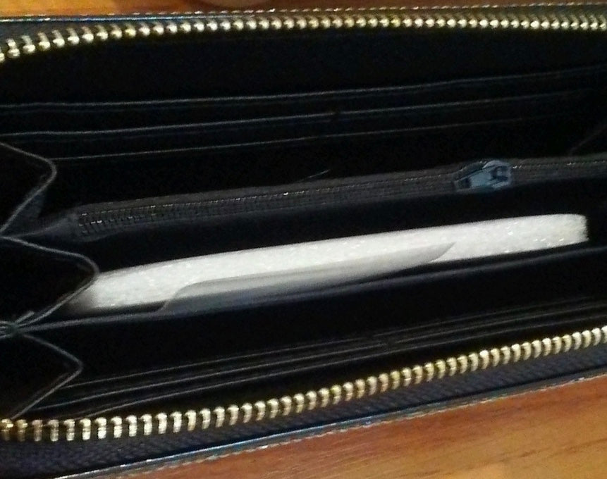 DST-RHINESTONE WALLET WITH RED GREEK LETTERS-M