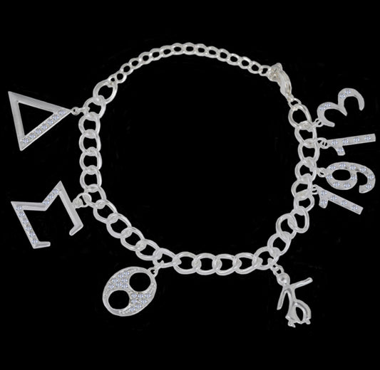 DST-AUSTRIAN CRYSTAL CHARM GREEK LETTER, FORTITUDE, AND 1913 SILVER BRACELET-NSG1261