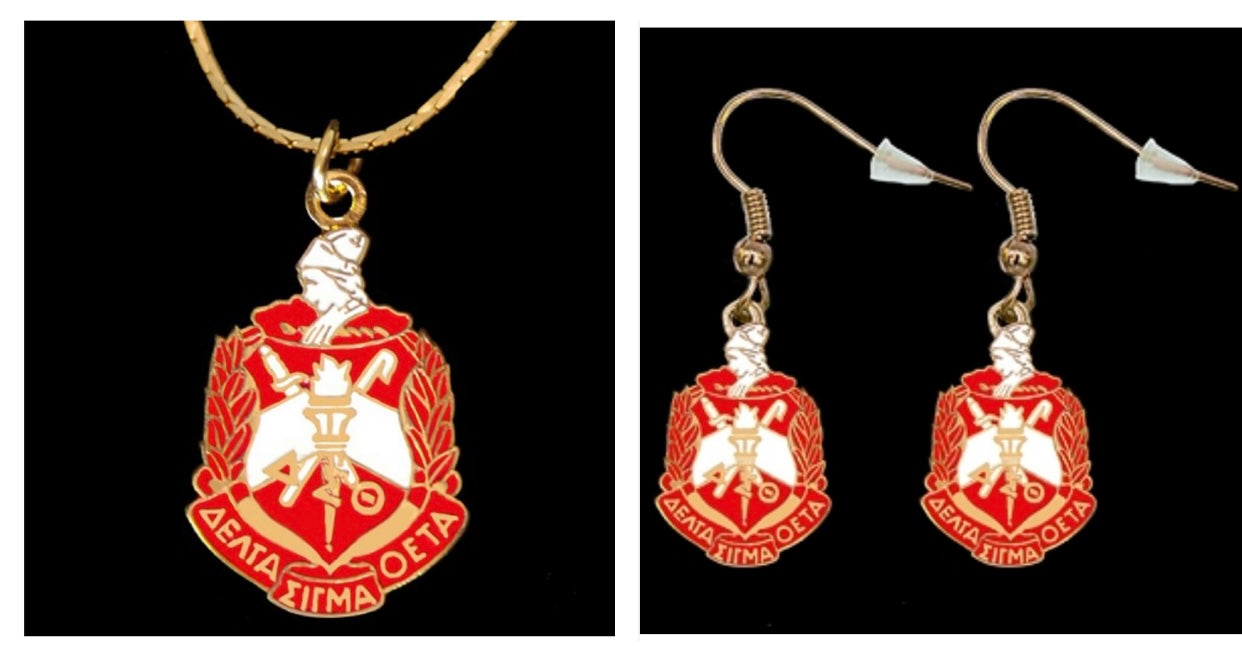 DST-SHIELD GOLD METAL NECKLACE-EARRINGS SET-NSG289-NSG290